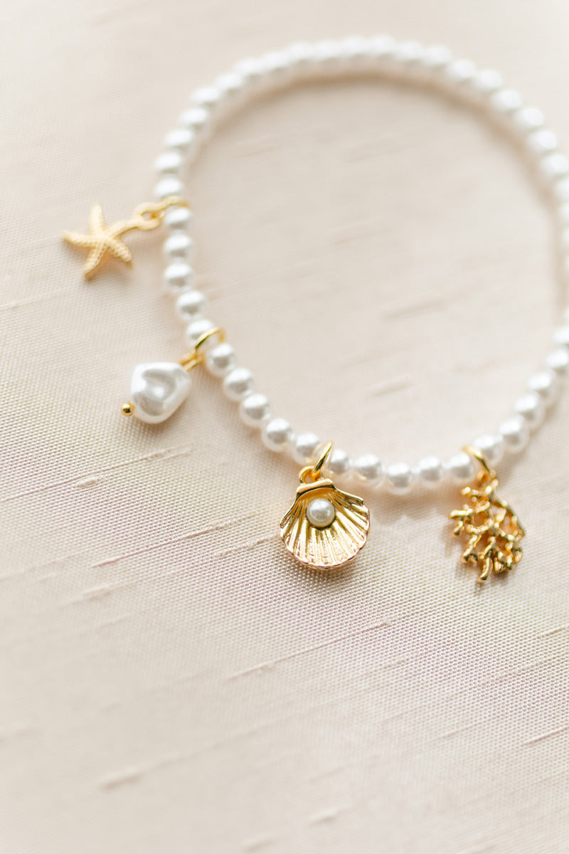 Ariella Mermaid Charm Bead Stretch Bracelet