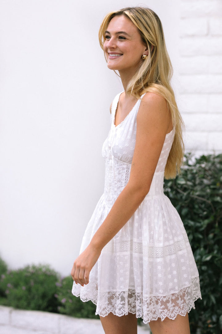 Lacey Embroidered Mini Dress