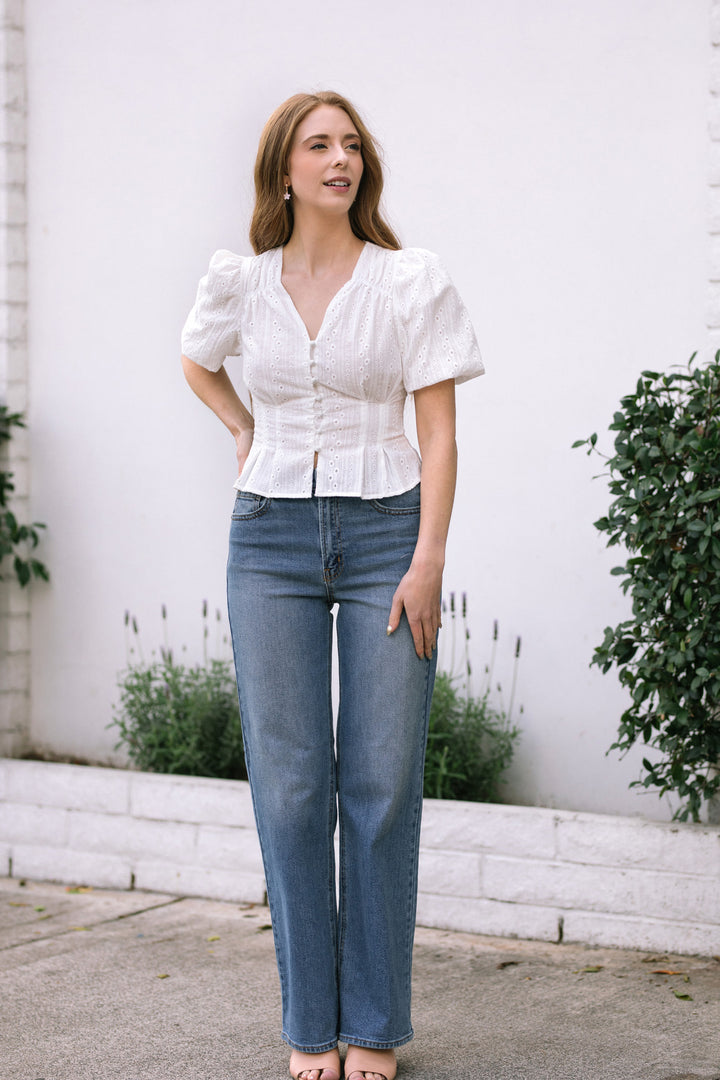 Daisy Buttoned Eyelet Top