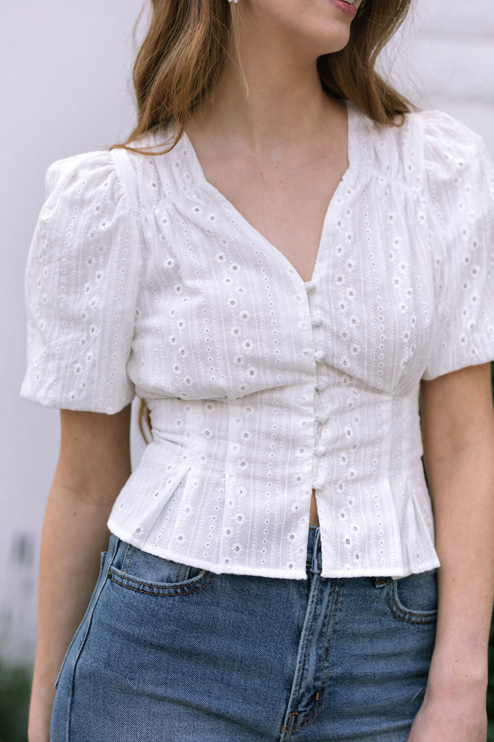 Daisy Buttoned Eyelet Top