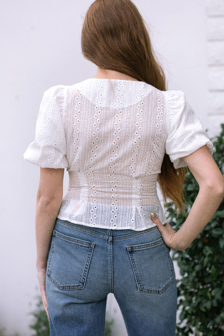 Daisy Buttoned Eyelet Top