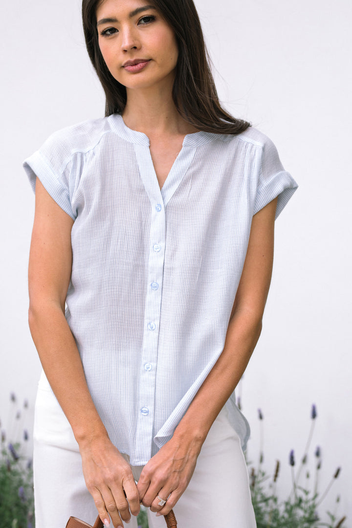 Aja Pinstripe Buttoned Top