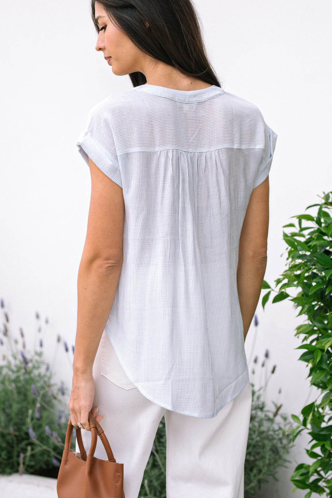 Aja Pinstripe Buttoned Top