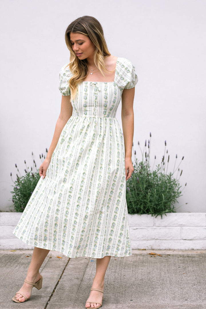Elaine Floral Striped Dress