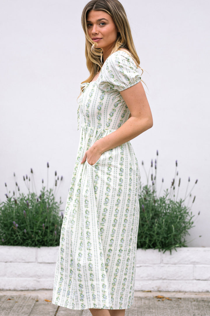 Elaine Floral Striped Dress
