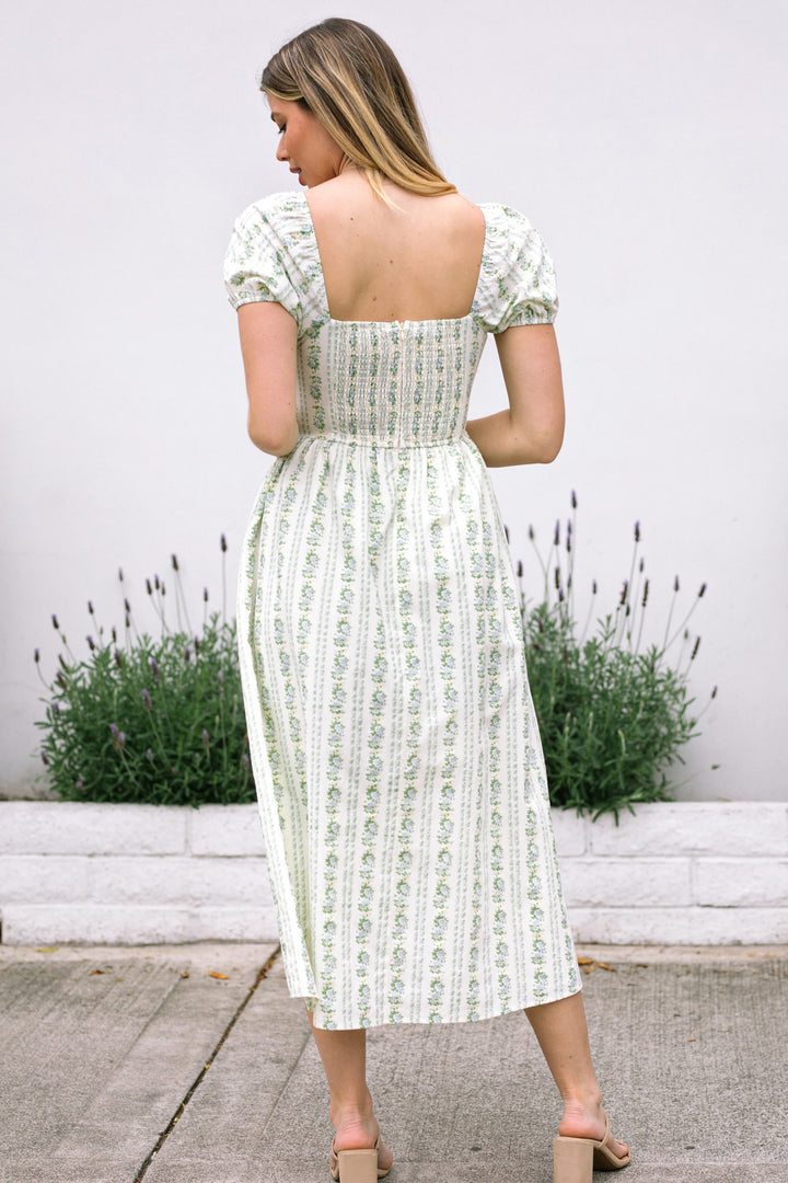 Elaine Floral Striped Dress