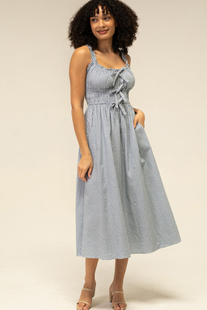 Camille Gingham Bow Dress