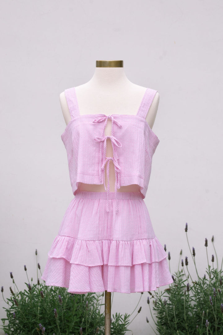 Ava Plaid Bow Skirt Set
