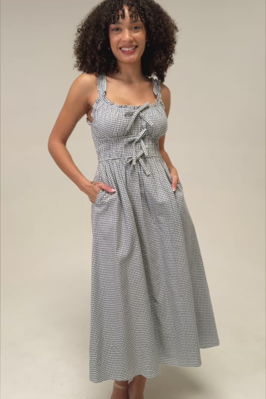 Camille Gingham Bow Dress