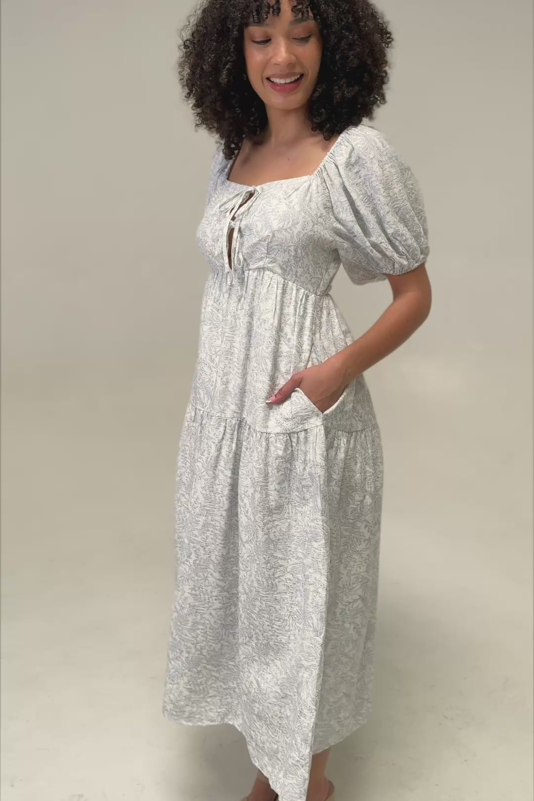 Irina Puff Sleeve Midi Dress