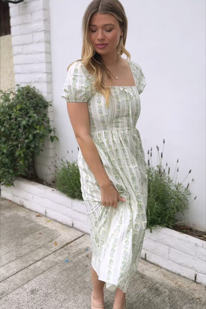 Elaine Floral Striped Dress