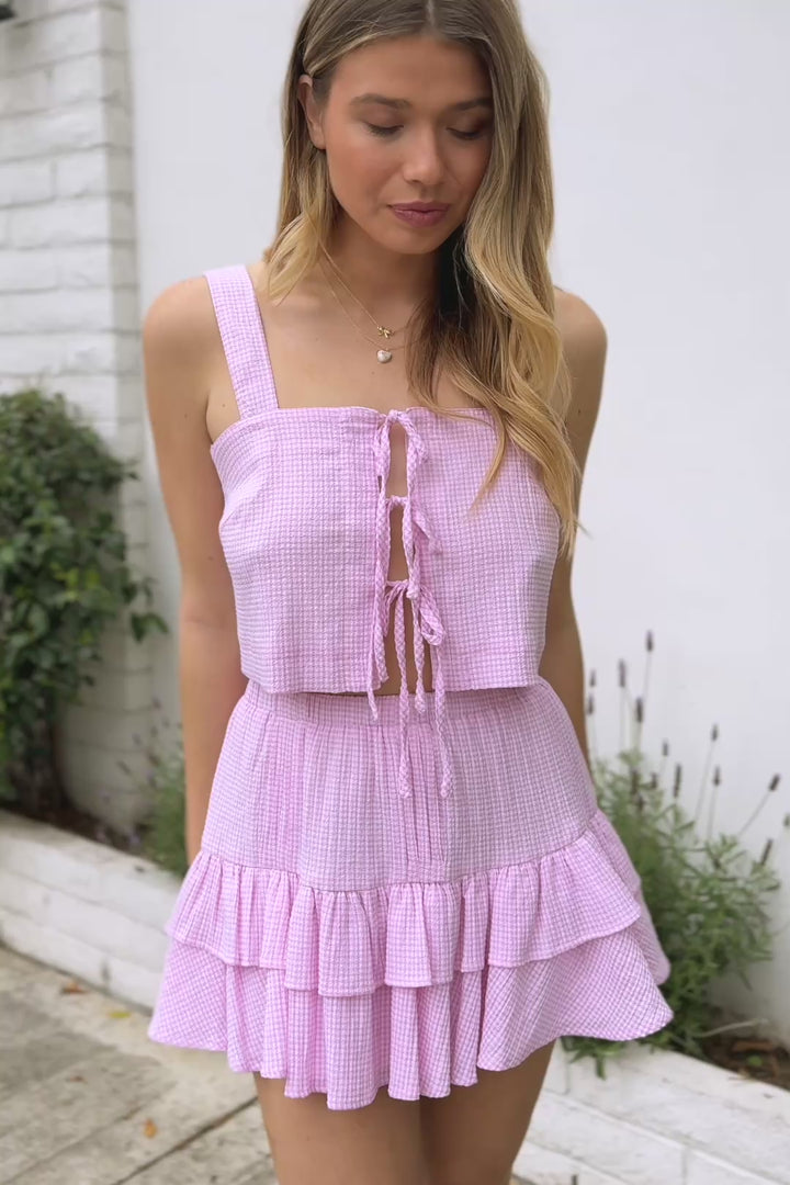 Ava Plaid Bow Skirt Set