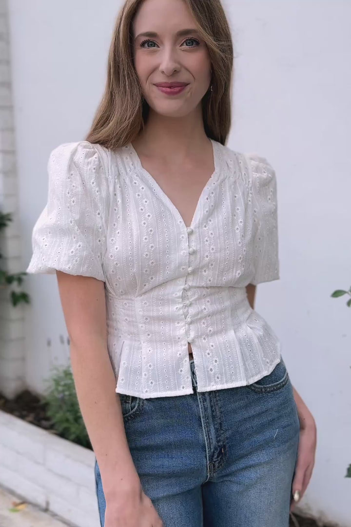 Daisy Buttoned Eyelet Top