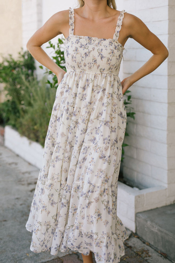 Christina Smocked Maxi Dress Dresses Storia White Floral Small